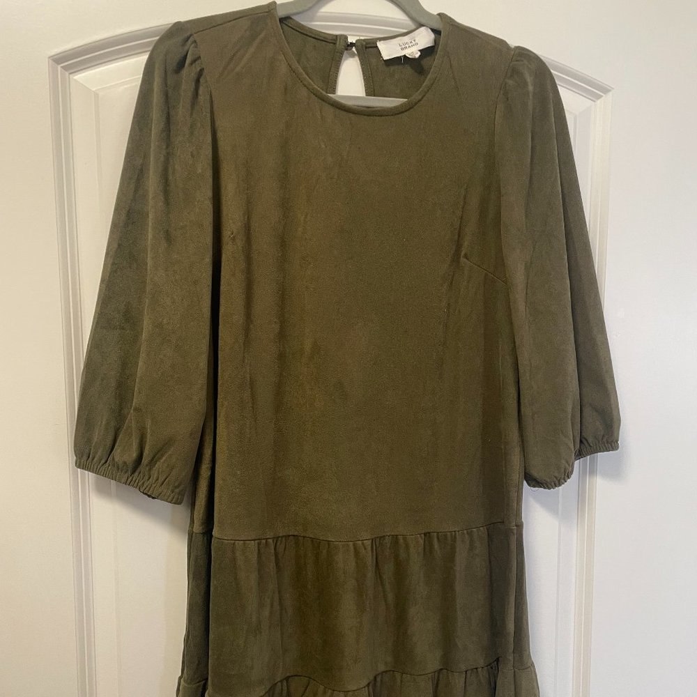 Lucky Brand Green Midi Tiered Dress